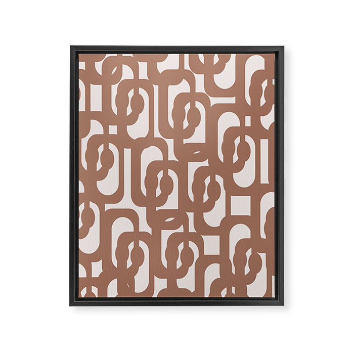 Mid Century Modern Contemporary Loop Pattern in Mocha Brown Framed Canvas Print Gallery Image 1