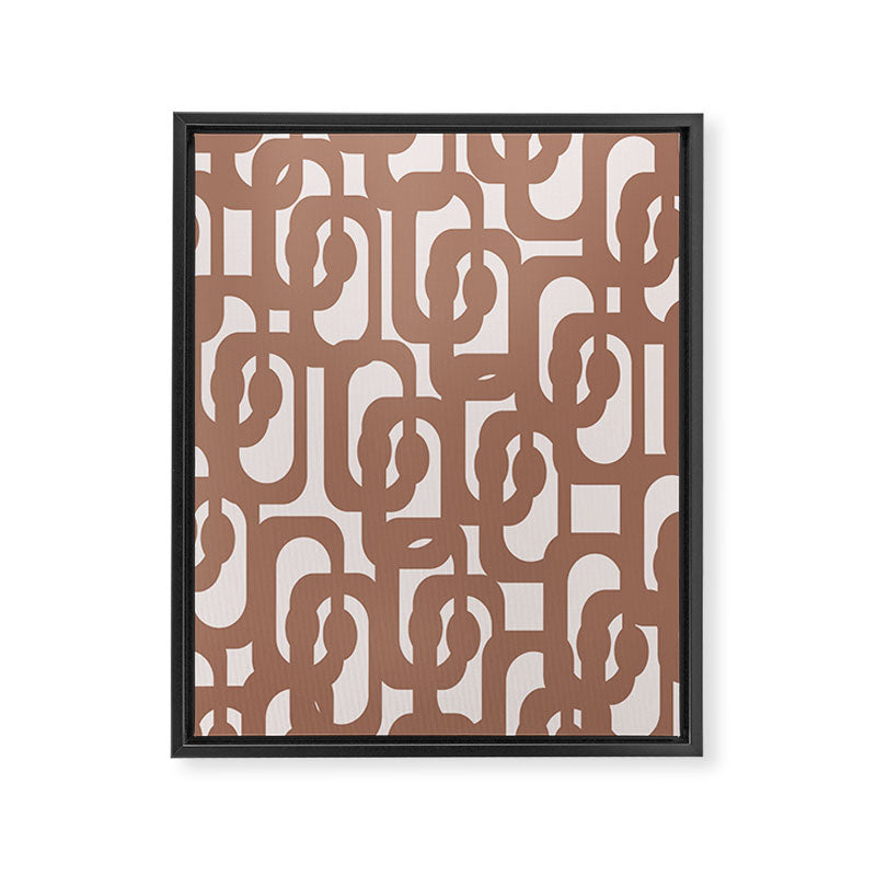 Mid Century Modern Contemporary Loop Pattern in Mocha Brown Framed Canvas Print Gallery Image 8