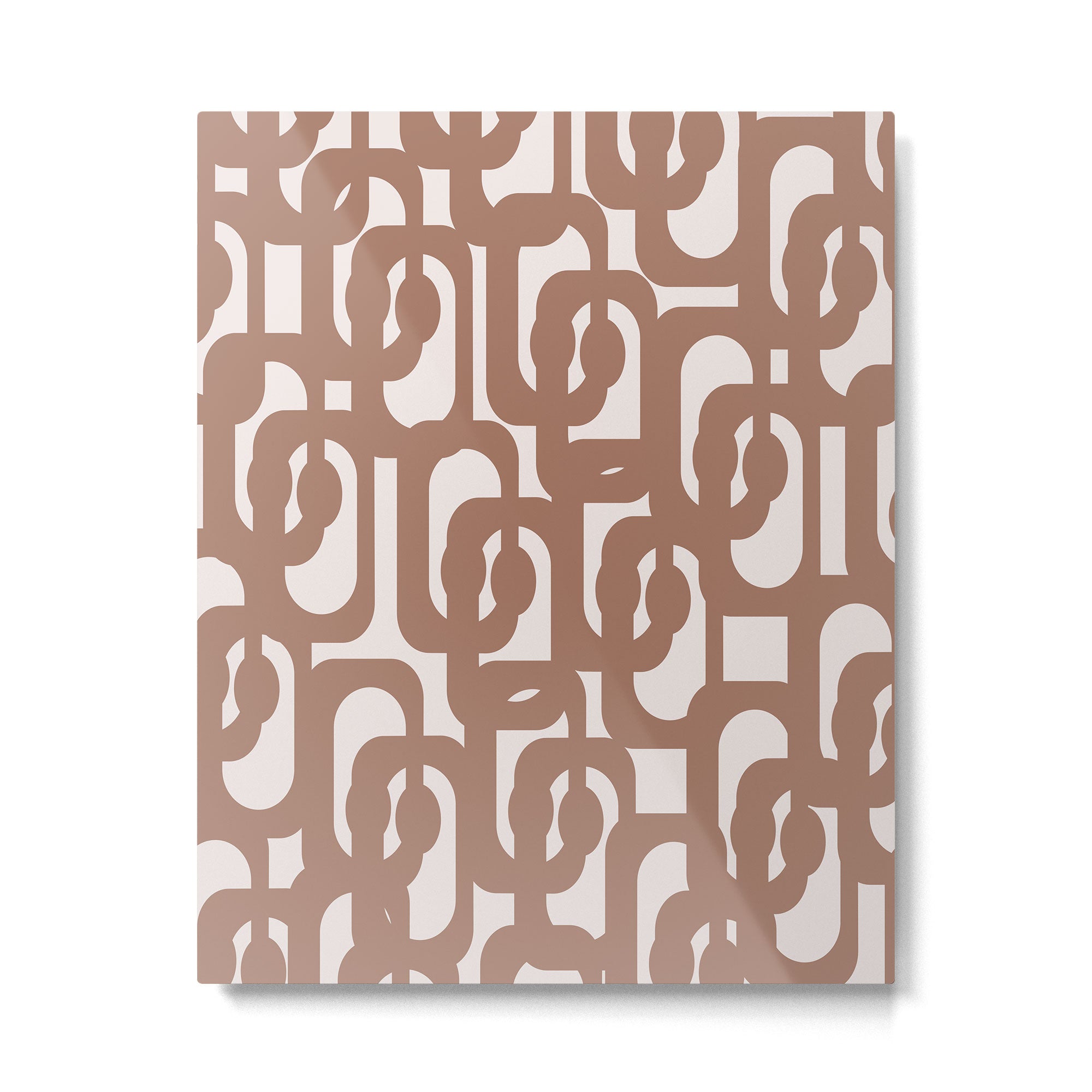 Mid Century Modern Contemporary Loop Pattern in Mocha Brown Metal Print Gallery Image 6