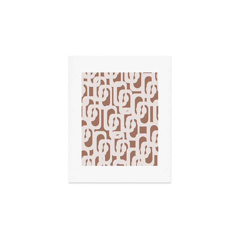 Mid Century Modern Contemporary Loop Pattern in Mocha Latte Art Print Gallery Image 1