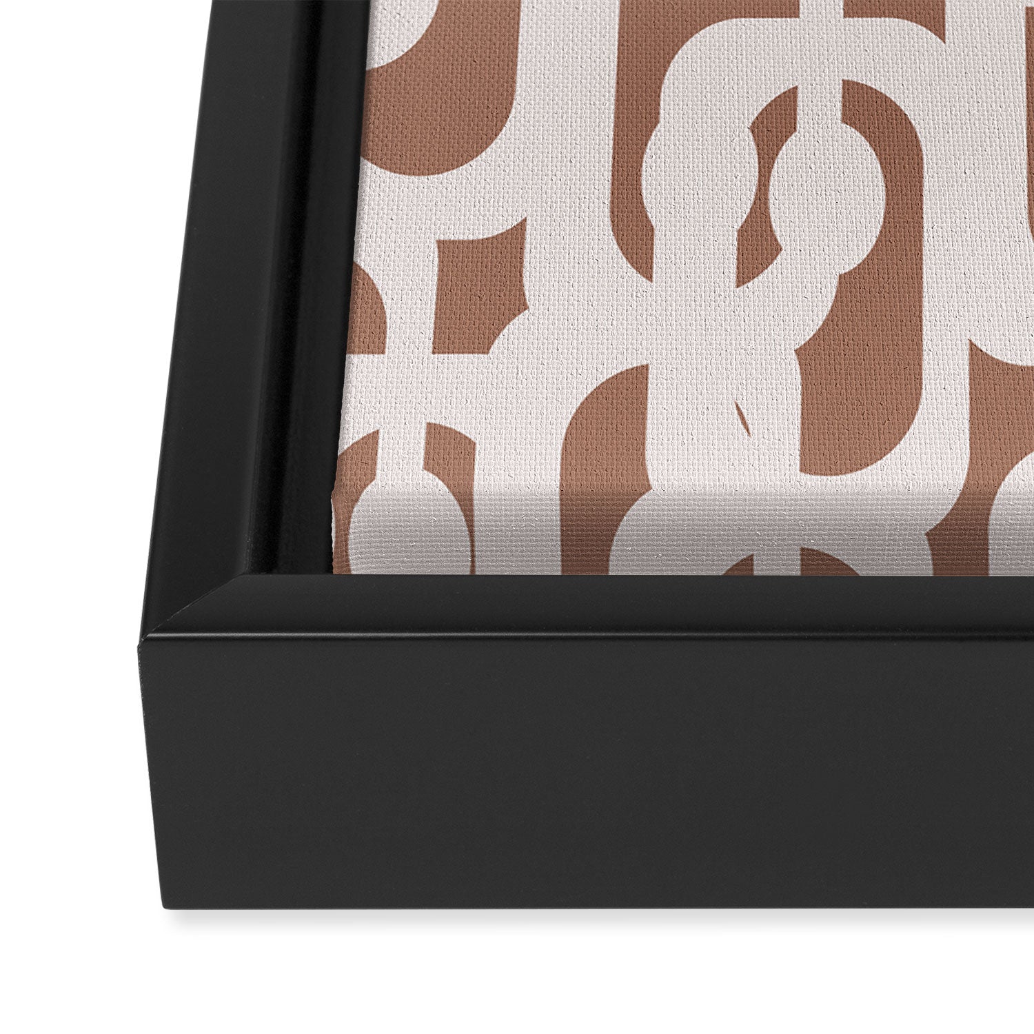Mid Century Modern Contemporary Loop Pattern in Mocha Latte Framed Canvas Print Gallery Image 3