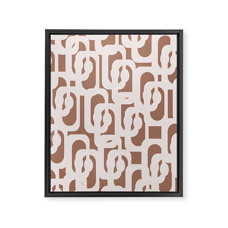 Mid Century Modern Contemporary Loop Pattern in Mocha Latte Framed Canvas Print Gallery Image 8