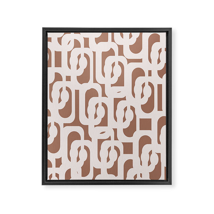 Mid Century Modern Contemporary Loop Pattern in Mocha Latte Framed Canvas Print Gallery Image 1