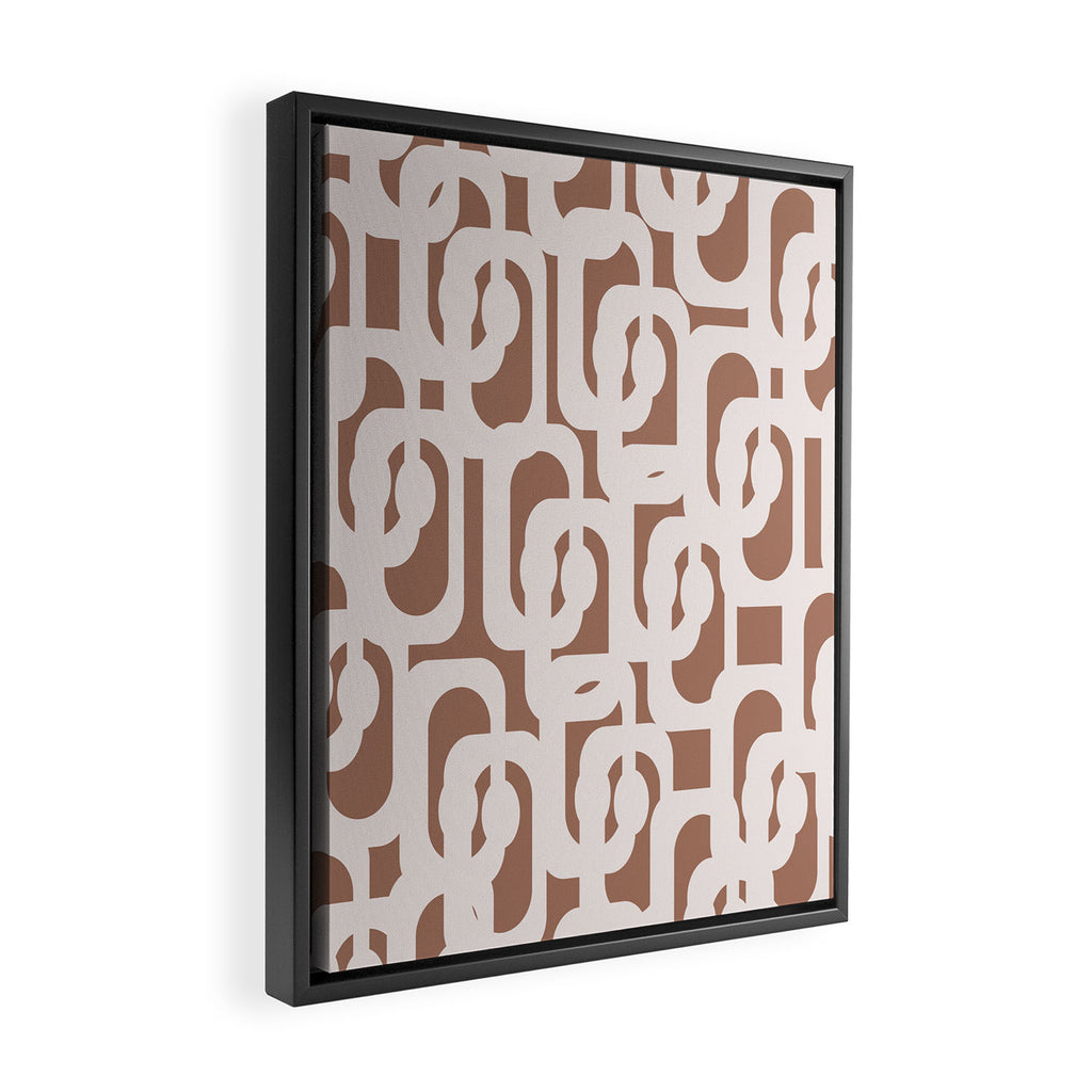 Mid Century Modern Contemporary Loop Pattern in Mocha Latte Framed Canvas Print Gallery Image 2