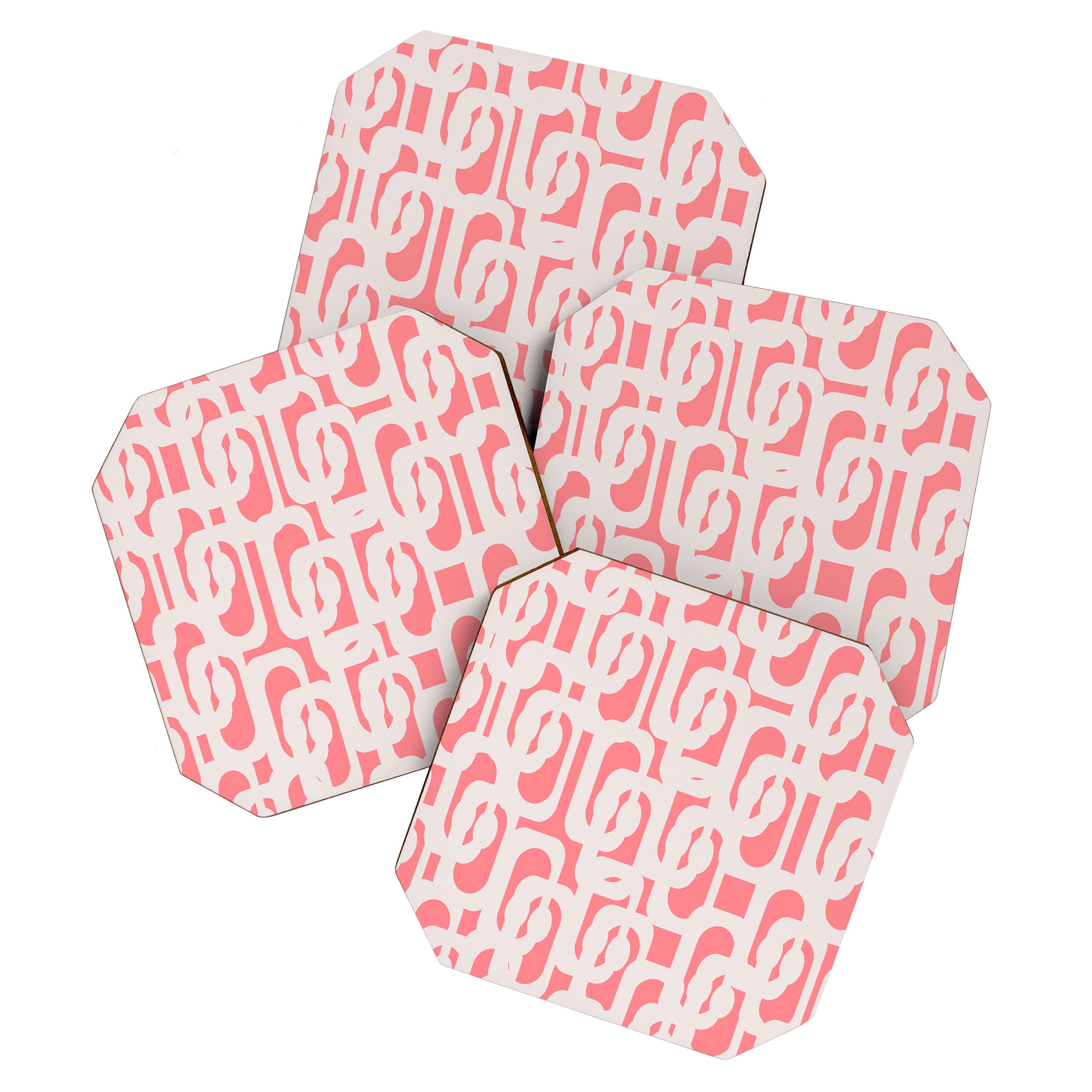 Mid Century Modern Contemporary Loop Pattern in Pink Coaster Gallery Image 1