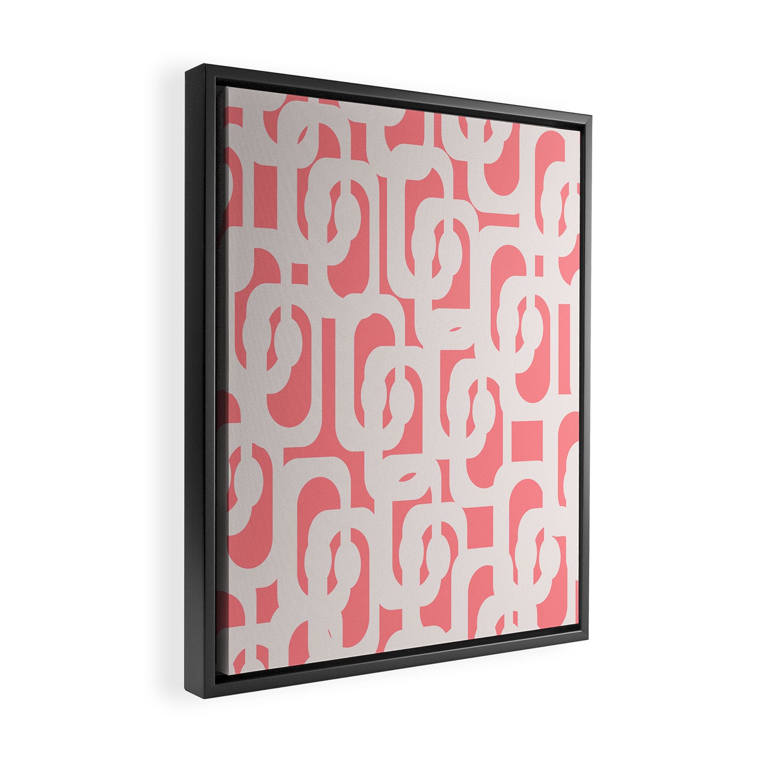 Mid Century Modern Contemporary Loop Pattern in Pink Framed Canvas Print Gallery Image 2