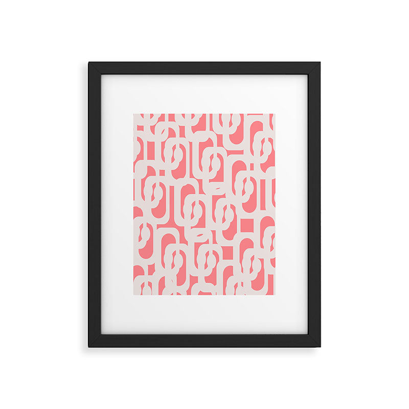 Mid Century Modern Contemporary Loop Pattern in Pink Framed Art Print Gallery Image 6