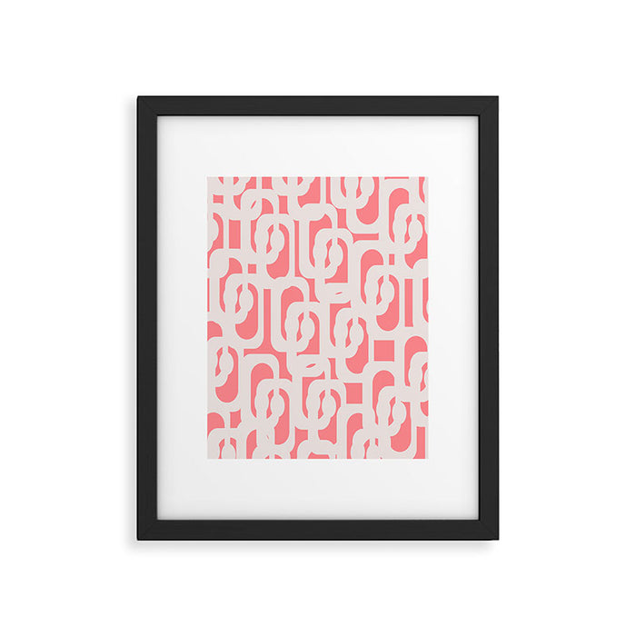 Mid Century Modern Contemporary Loop Pattern in Pink Framed Art Print Gallery Image 1