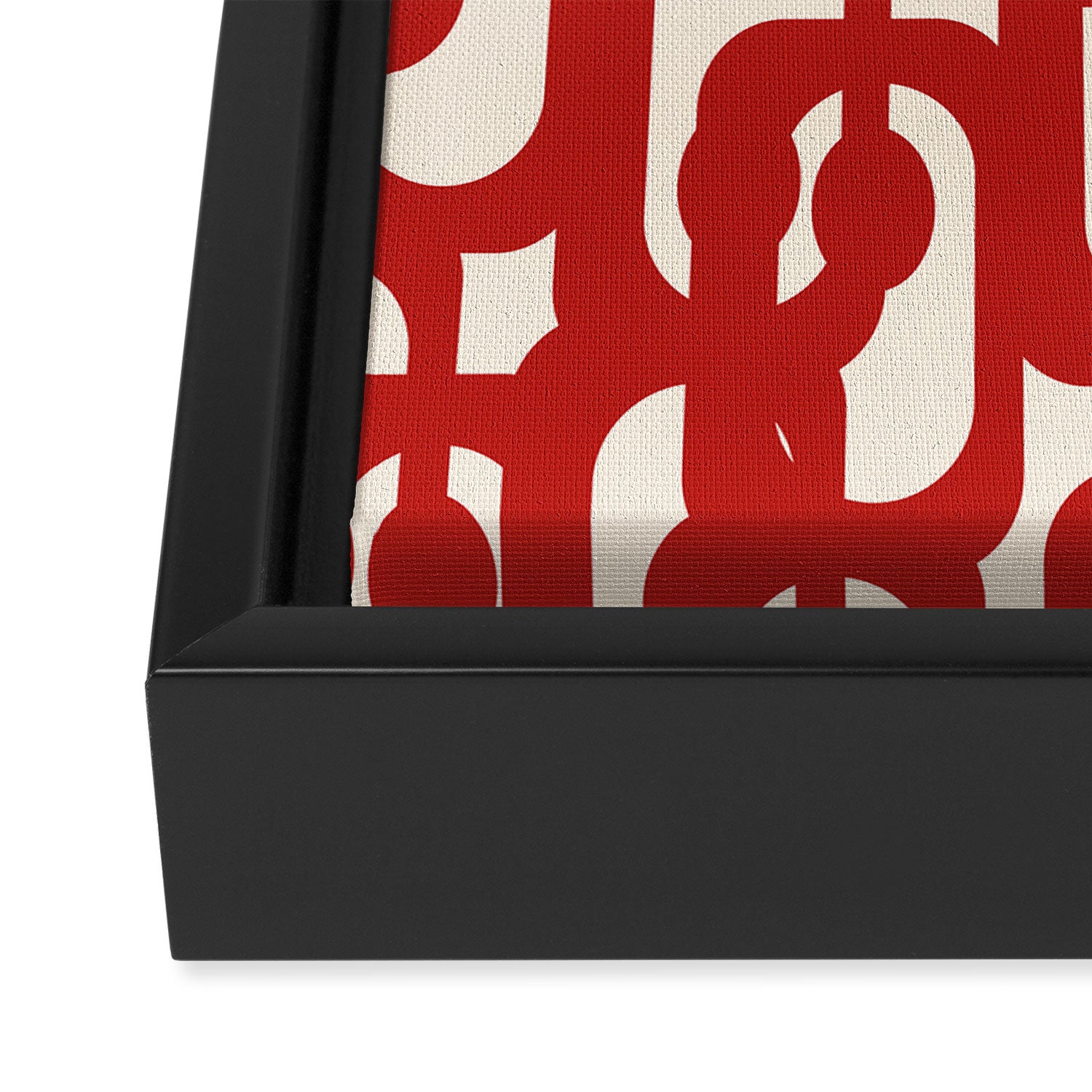 Mid Century Modern Contemporary Loop Pattern in Red and Cream Framed Canvas Print Gallery Image 3