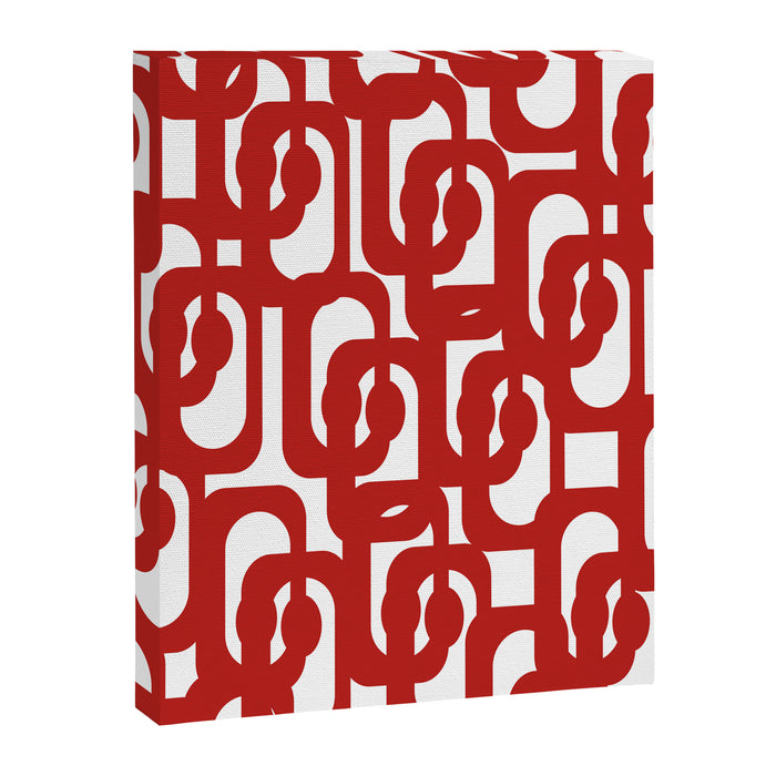 Mid Century Modern Contemporary Loop Pattern in Red and White Canvas Print Gallery Image 1