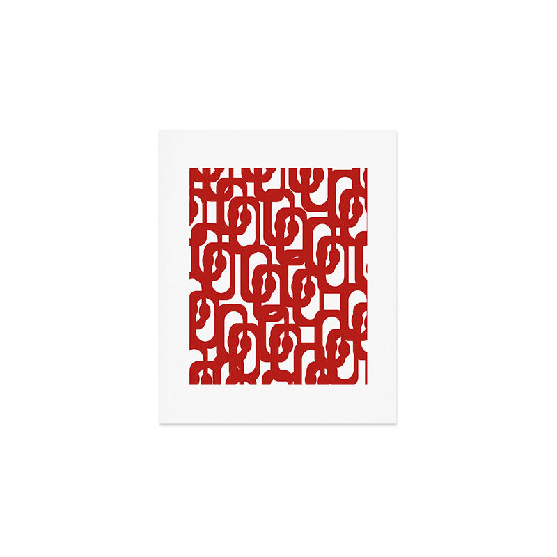 Mid Century Modern Contemporary Loop Pattern in Red and White Art Print Gallery Image 1