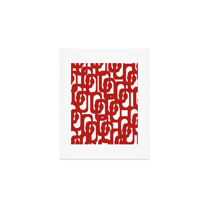 Mid Century Modern Contemporary Loop Pattern in Red and White Art Print Gallery Image 1