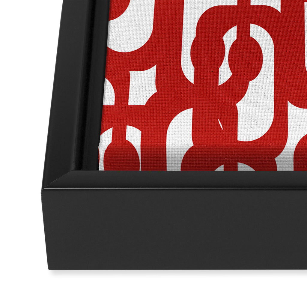 Mid Century Modern Contemporary Loop Pattern in Red and White Framed Canvas Print Gallery Image 3