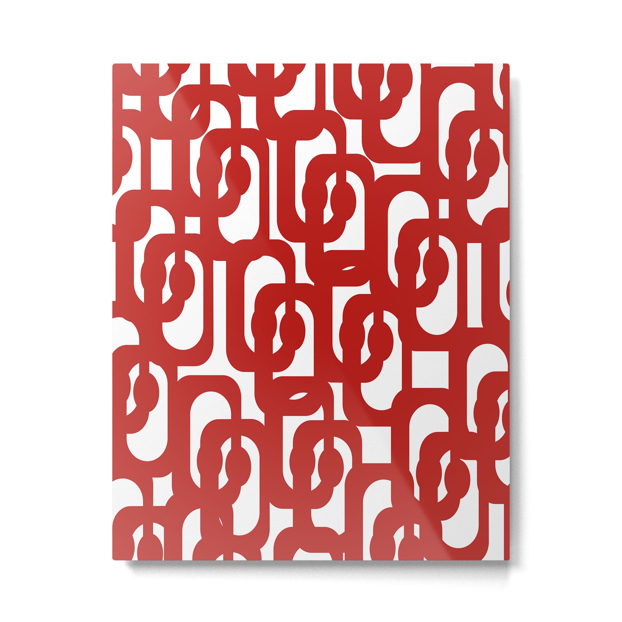 Mid Century Modern Contemporary Loop Pattern in Red and White Metal Print Gallery Image 6