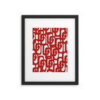 Mid Century Modern Contemporary Loop Pattern in Red and White Framed Art Print Gallery Image 6