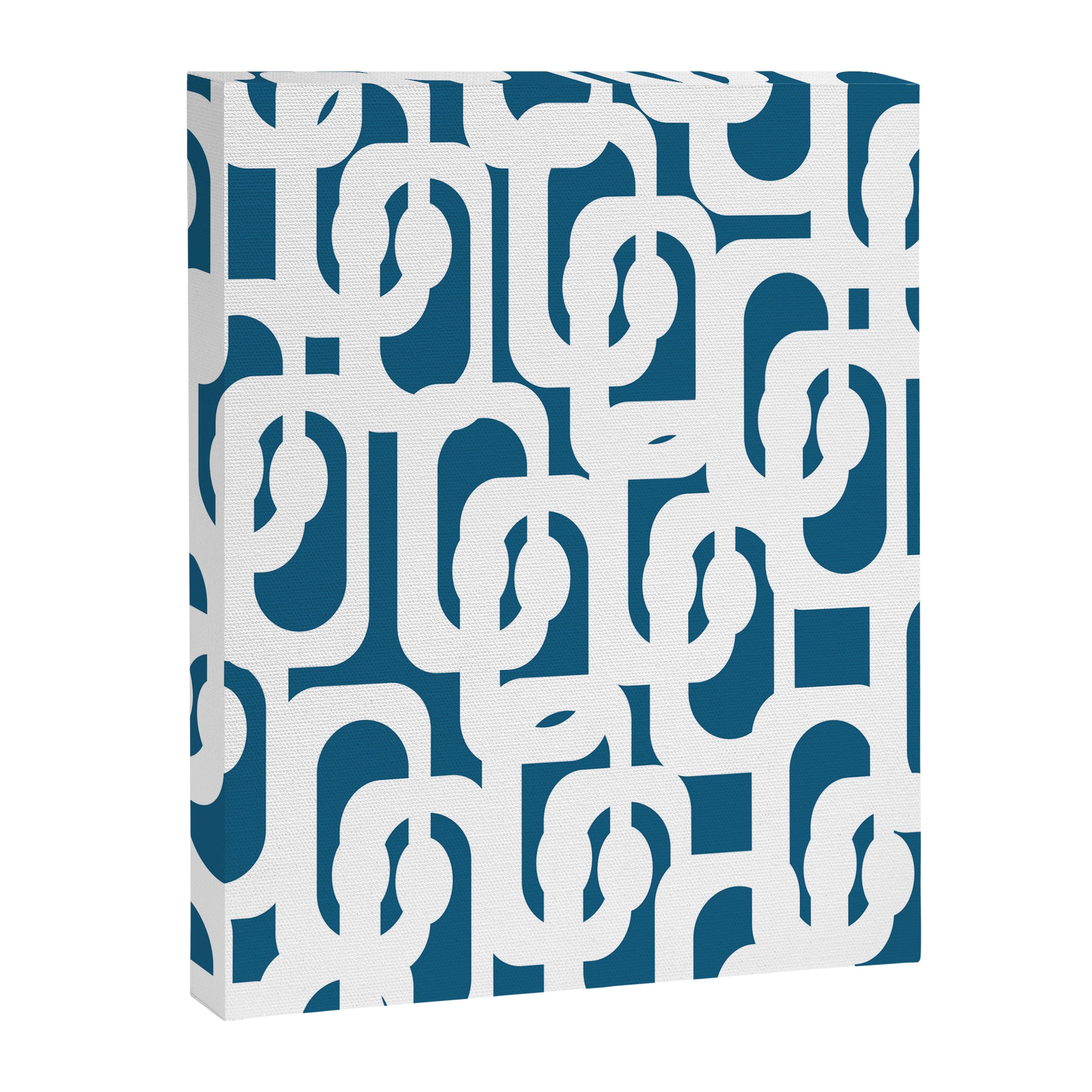 Mid Century Modern Contemporary Loops Blue and White Pattern Canvas Print Gallery Image 8