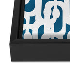 Mid Century Modern Contemporary Loops Blue and White Pattern Framed Canvas Print Gallery Image 3