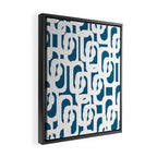 Mid Century Modern Contemporary Loops Blue and White Pattern Framed Canvas Print Gallery Image 2