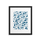Mid Century Modern Contemporary Loops Blue and White Pattern Framed Art Print Gallery Image 6