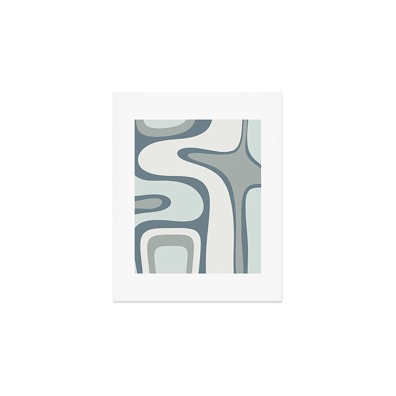 Mid Century Modern Copacetic Abstract in Neutral Blue Gray Ice Blue Tones Art Print Gallery Image 1