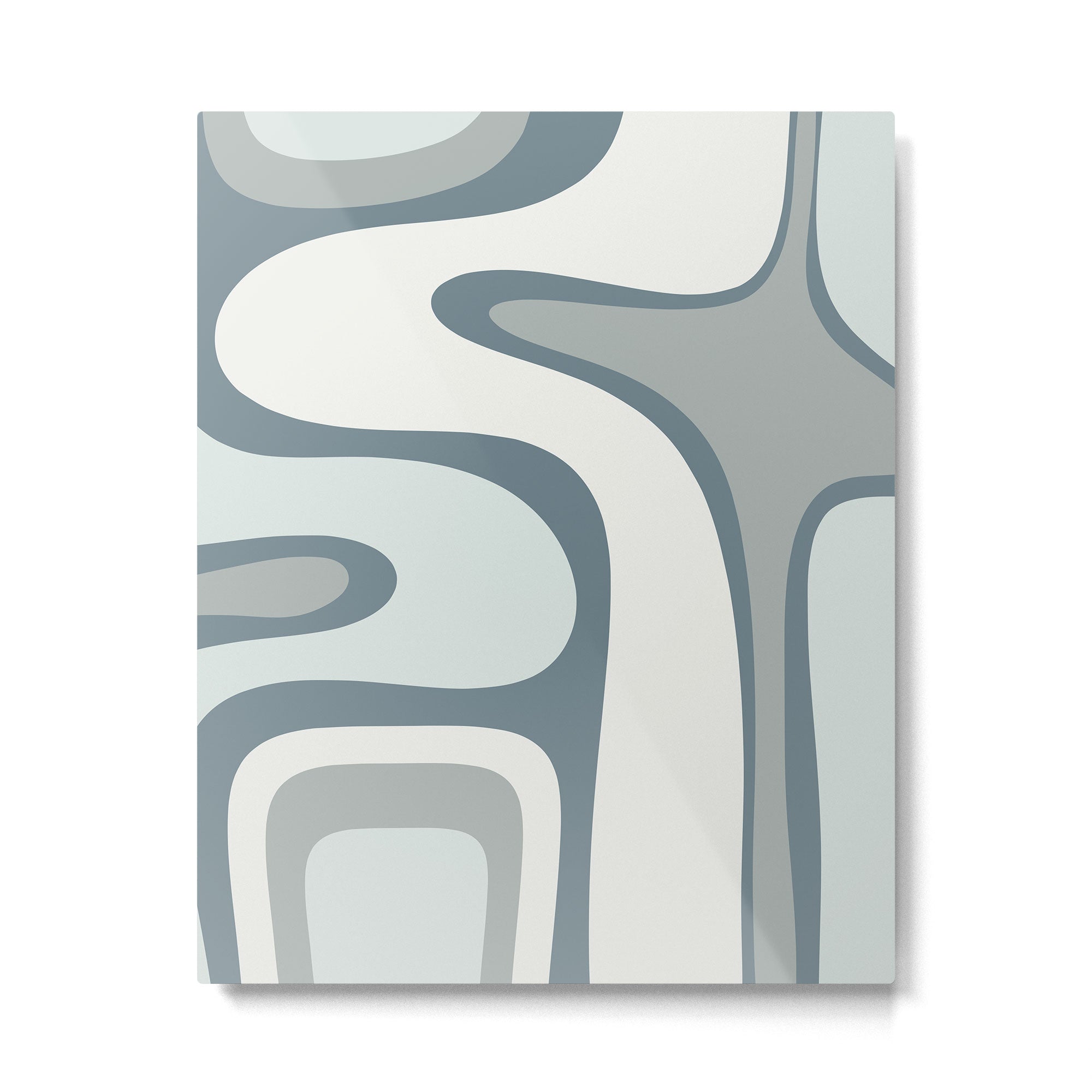 Mid Century Modern Copacetic Abstract in Neutral Blue Gray Ice Blue Tones Metal Print Gallery Image 6