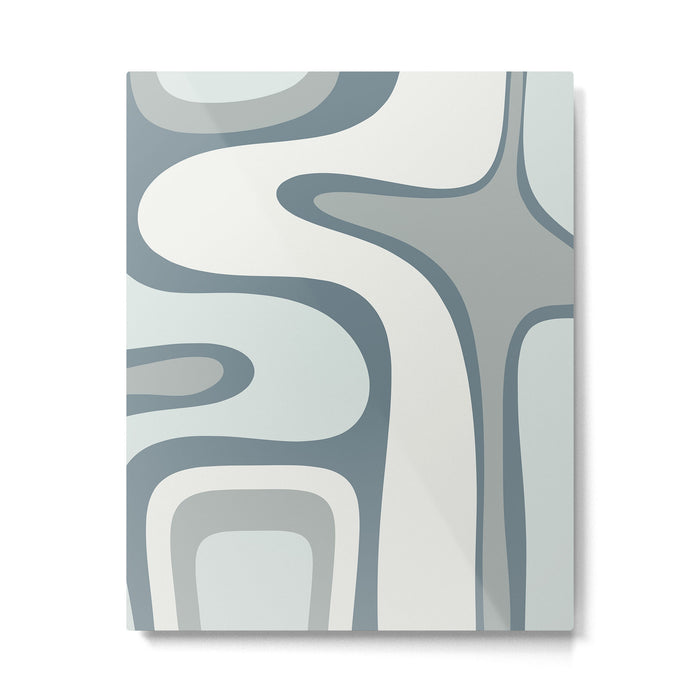 Mid Century Modern Copacetic Abstract in Neutral Blue Gray Ice Blue Tones Metal Print Gallery Image 1