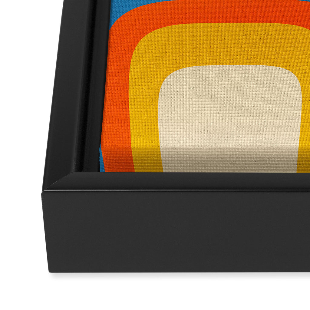 Mid Century Modern Copacetic Abstract Retro Orange Mustard Yellow Blue Framed Canvas Print Gallery Image 3