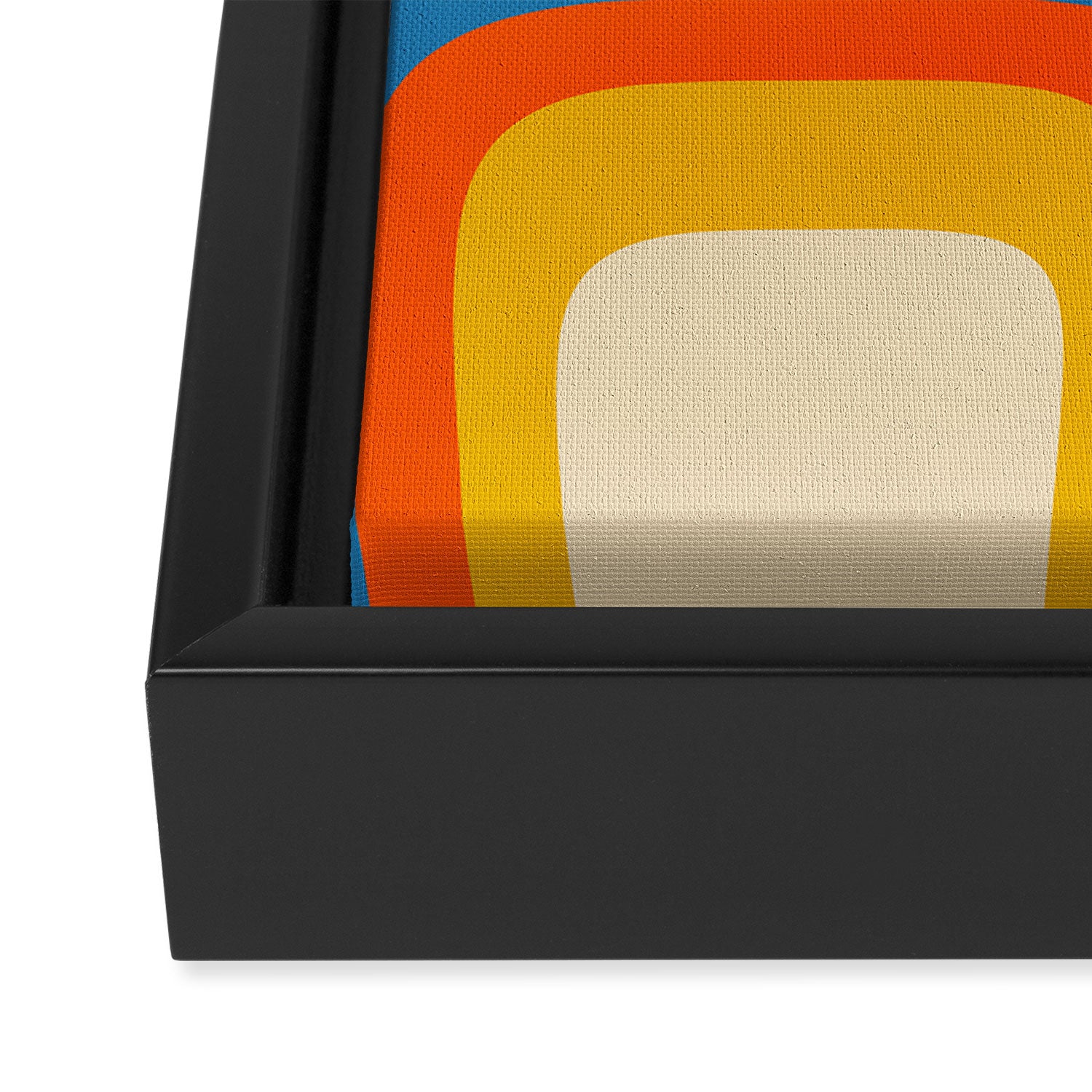 Mid Century Modern Copacetic Abstract Retro Orange Mustard Yellow Blue Framed Canvas Print Gallery Image 3