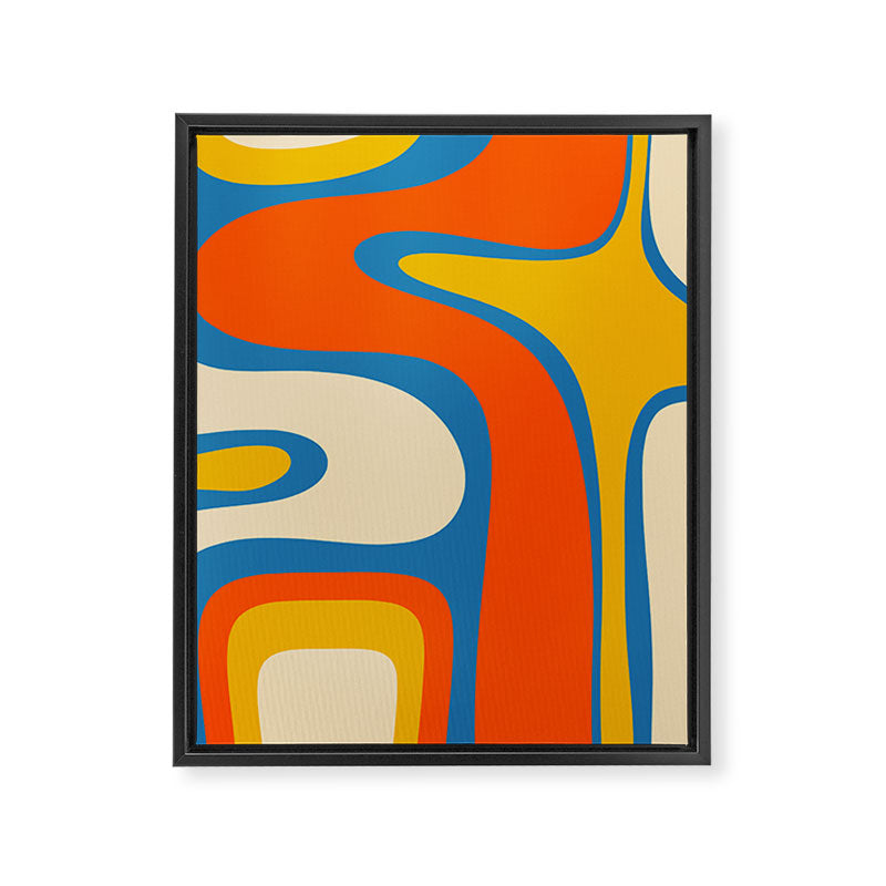 Mid Century Modern Copacetic Abstract Retro Orange Mustard Yellow Blue Framed Canvas Print Gallery Image 8