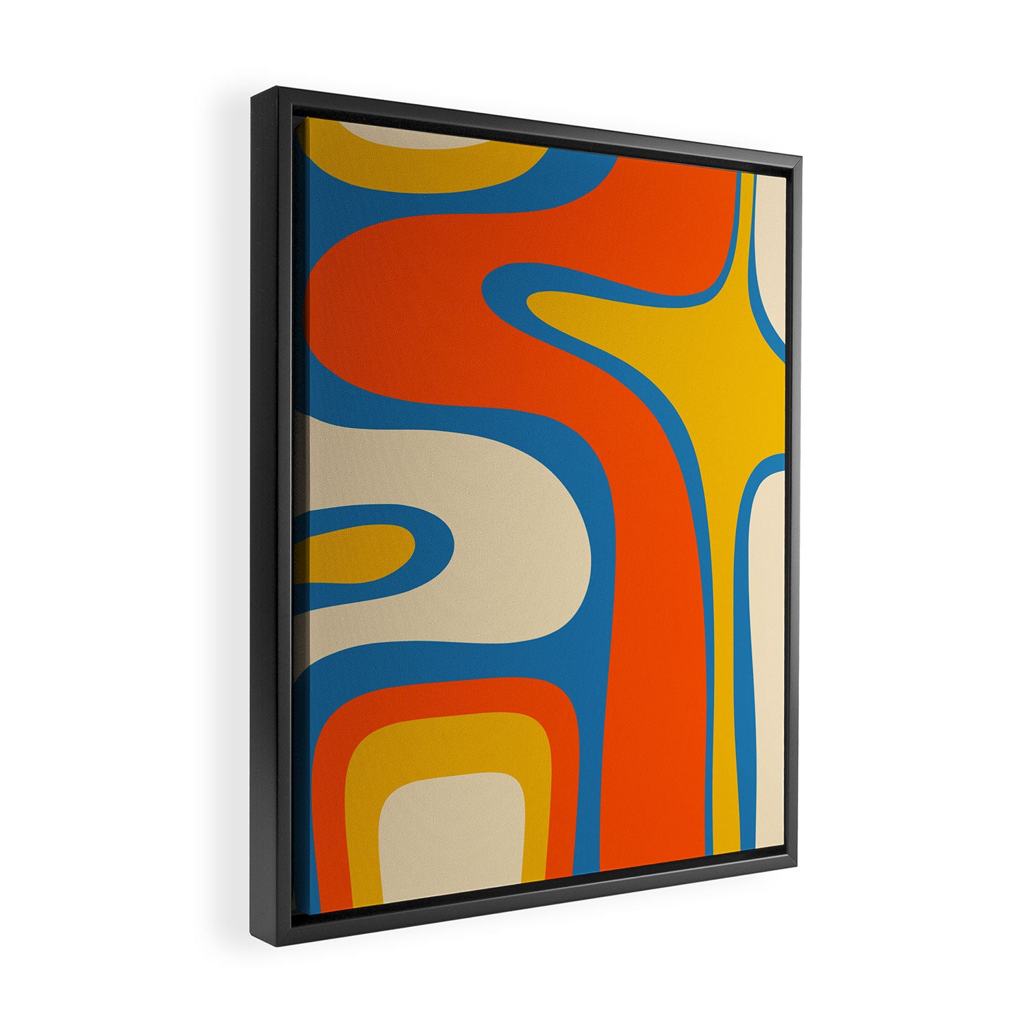 Mid Century Modern Copacetic Abstract Retro Orange Mustard Yellow Blue Framed Canvas Print Gallery Image 2