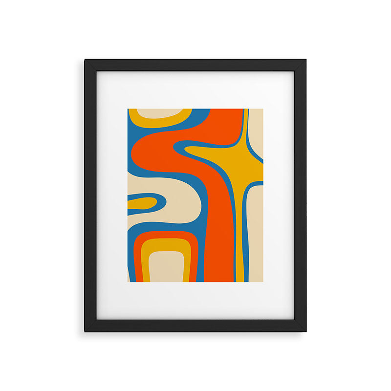 Mid Century Modern Copacetic Abstract Retro Orange Mustard Yellow Blue Framed Art Print Gallery Image 6