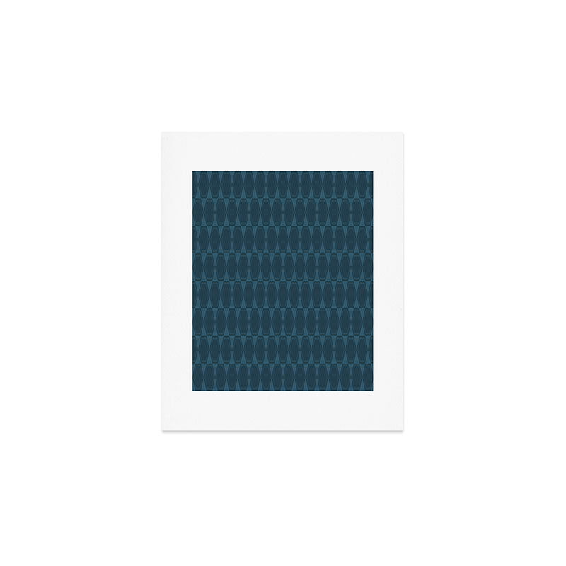 Mid Century Modern Dark Blue Gray Geometric Hexad Pattern Art Print Gallery Image 1