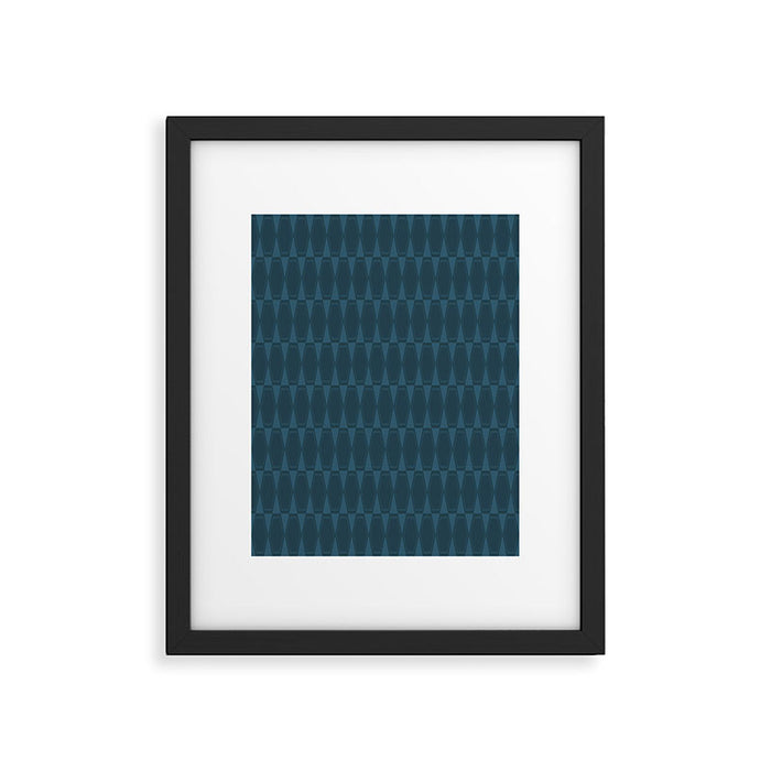 Mid Century Modern Dark Blue Gray Geometric Hexad Pattern Framed Art Print Gallery Image 1