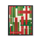 Mid Century Modern Deconstructed Christmas Plaid Pattern in Retro Red, Olive Green, and Xmas Cream Framed Canvas Print Gallery Image 8