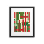 Mid Century Modern Deconstructed Christmas Plaid Pattern in Retro Red, Olive Green, and Xmas Cream Framed Art Print Gallery Image 6