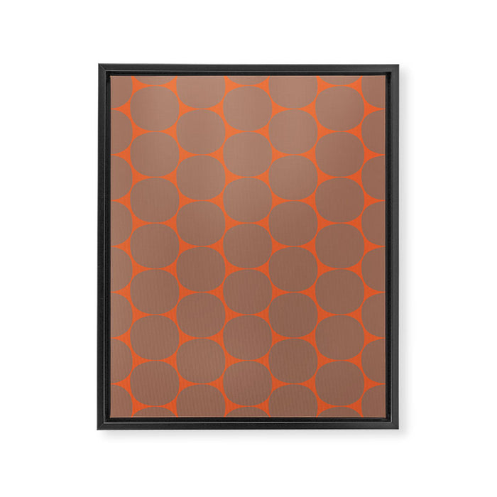 Mid Century Modern Dot Pattern Inspired by PANTONE 17 1230 Color of the Year Mocha Mousse Framed Canvas Print Gallery Image 1