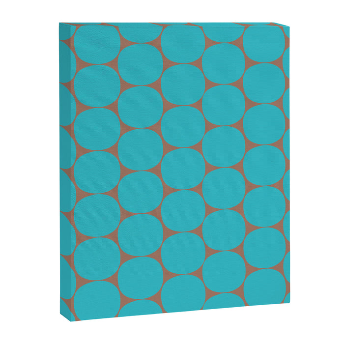 Mid Century Modern Dots Pattern in Turquoise Blue and Mocha Brown Canvas Print Gallery Image 1