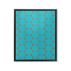 Mid Century Modern Dots Pattern in Turquoise Blue and Mocha Brown Framed Canvas Print Gallery Image 8