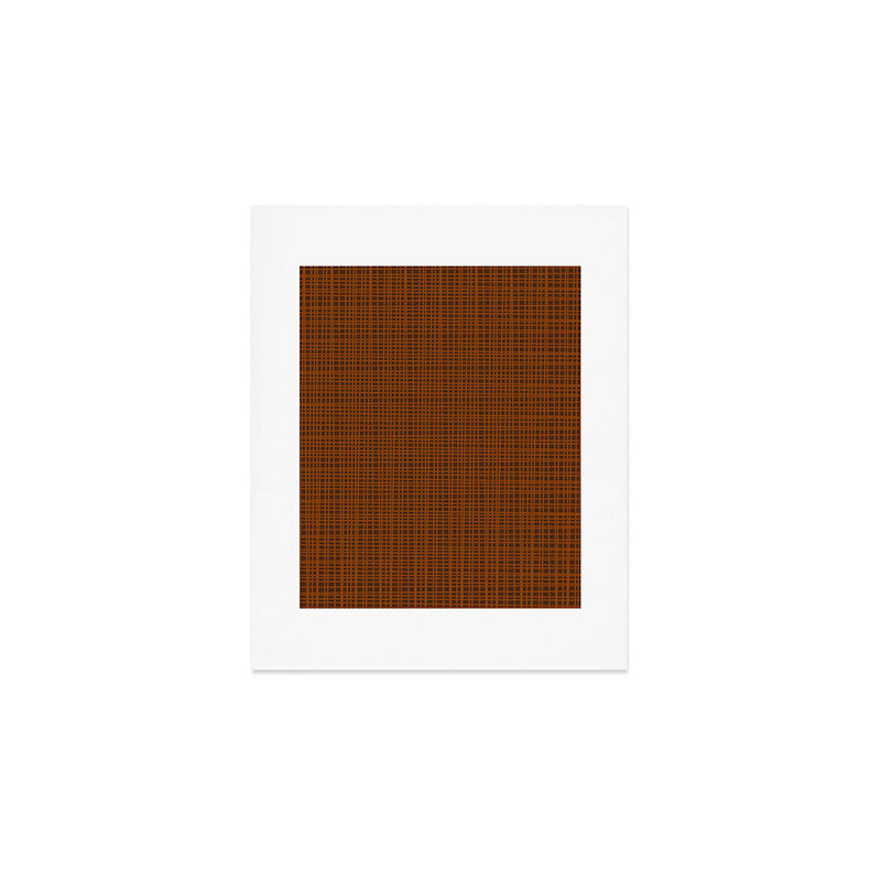 Mid Century Modern Fine Weave Minimalist Retro Woven Pattern in Brown Art Print Gallery Image 1