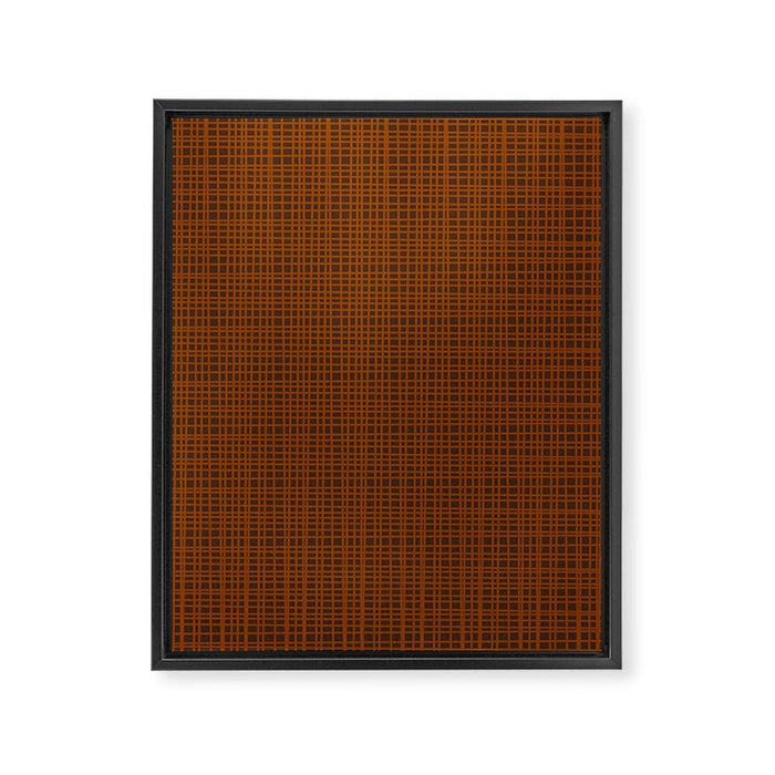 Mid Century Modern Fine Weave Minimalist Retro Woven Pattern in Brown Framed Canvas Print Gallery Image 1