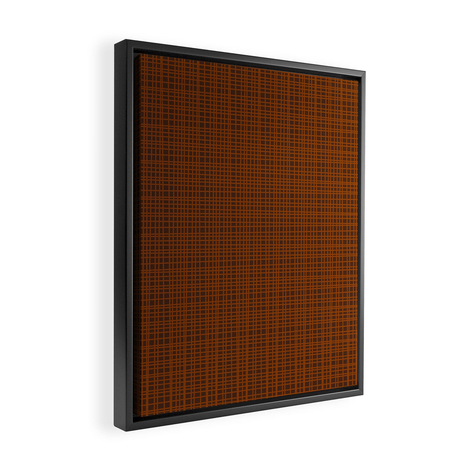 Mid Century Modern Fine Weave Minimalist Retro Woven Pattern in Brown Framed Canvas Print Gallery Image 2