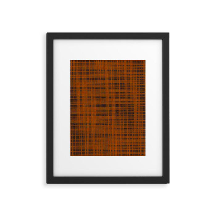 Mid Century Modern Fine Weave Minimalist Retro Woven Pattern in Brown Framed Art Print Gallery Image 1