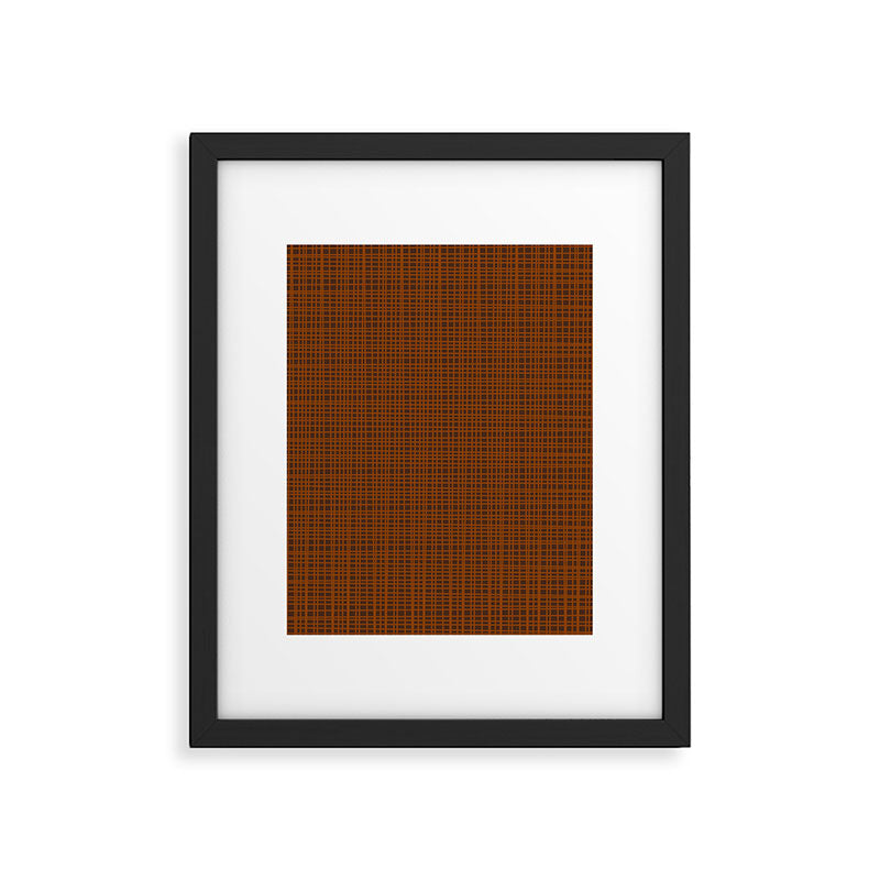Mid Century Modern Fine Weave Minimalist Retro Woven Pattern in Brown Framed Art Print Gallery Image 6