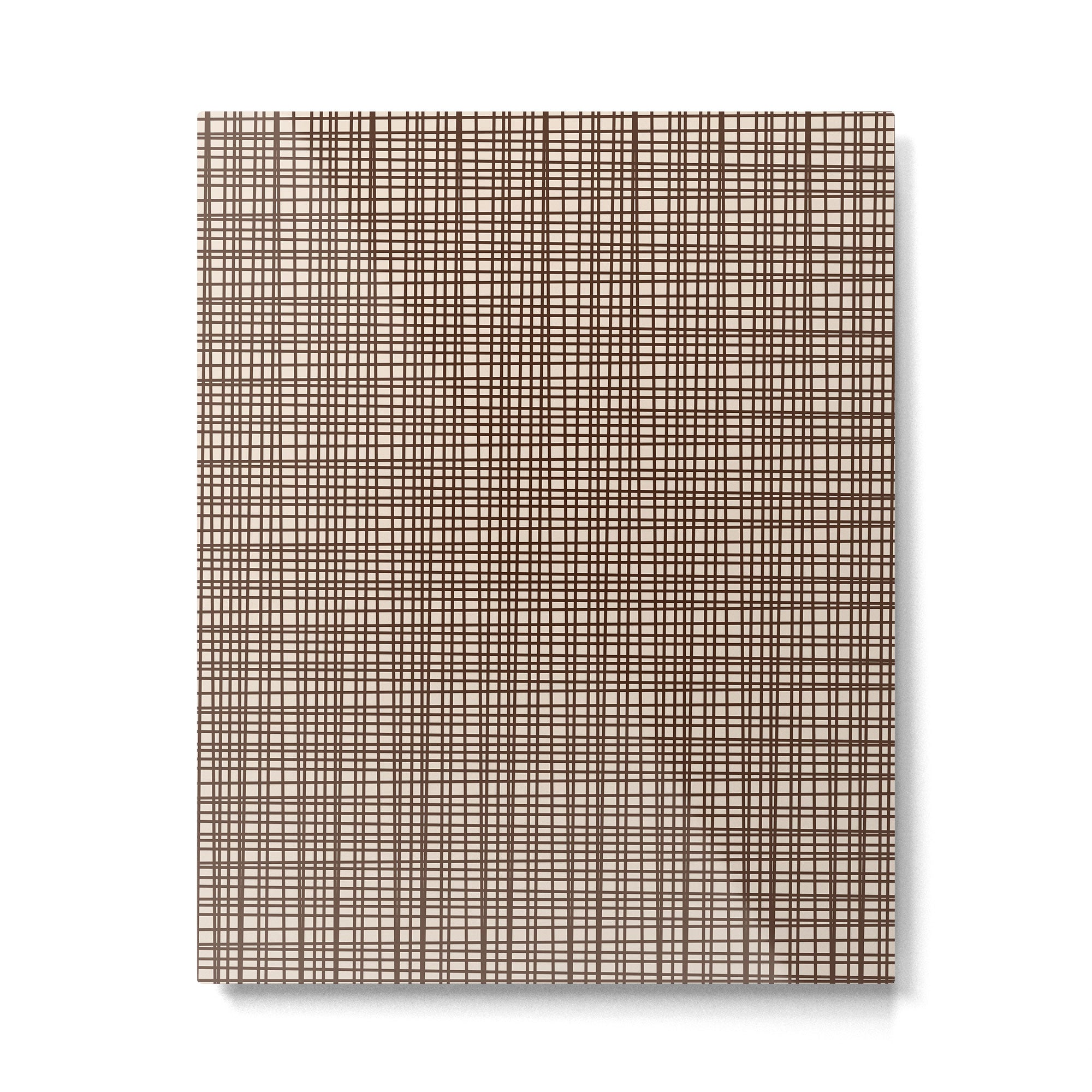 Mid Century Modern Fine Weave Minimalist Retro Woven Pattern in Dark Brown and Light Beige Metal Print Gallery Image 6