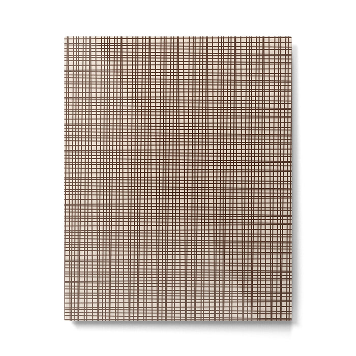 Mid Century Modern Fine Weave Minimalist Retro Woven Pattern in Dark Brown and Light Beige Metal Print Gallery Image 1