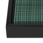 Mid Century Modern Fine Weave Minimalist Retro Woven Pattern in Forest Green Framed Canvas Print Gallery Image 3