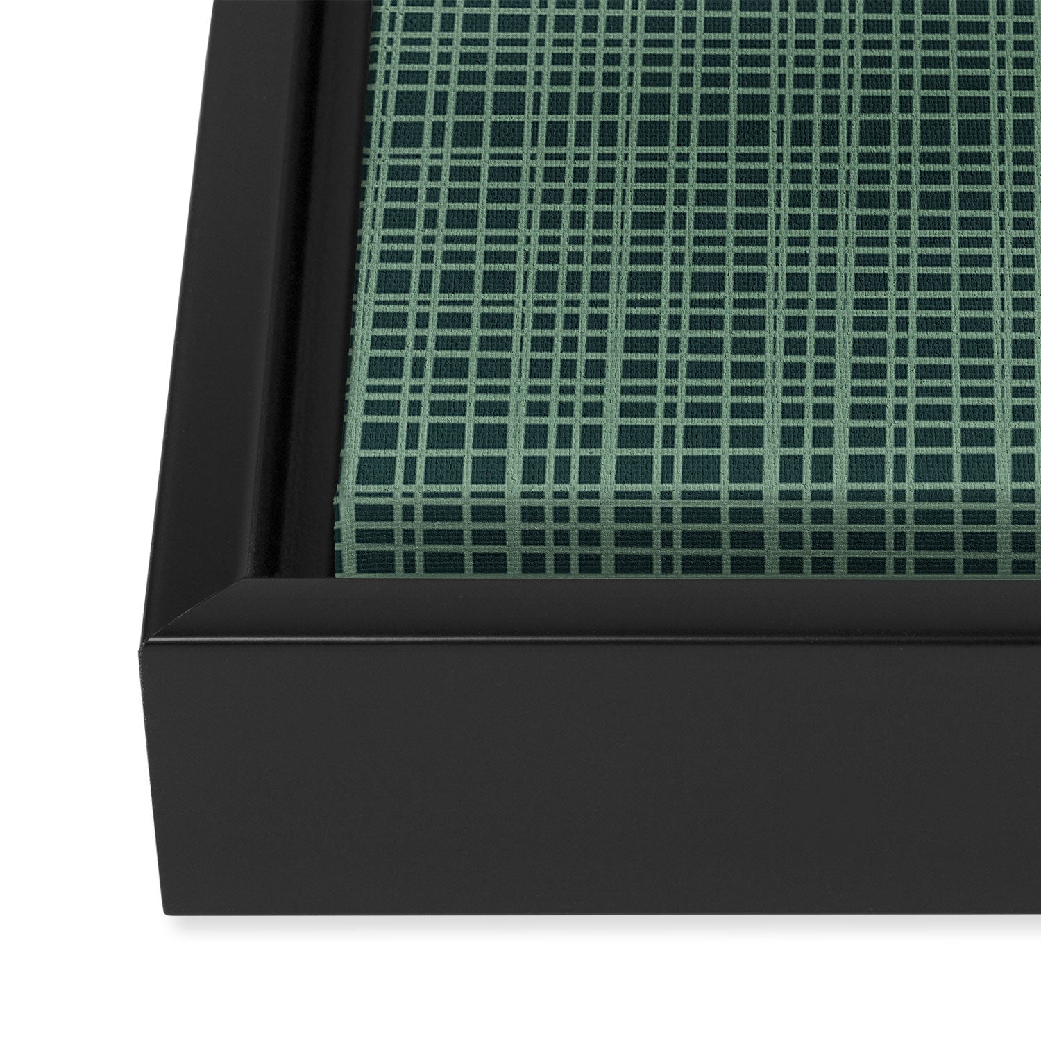 Mid Century Modern Fine Weave Minimalist Retro Woven Pattern in Forest Green Framed Canvas Print Gallery Image 3