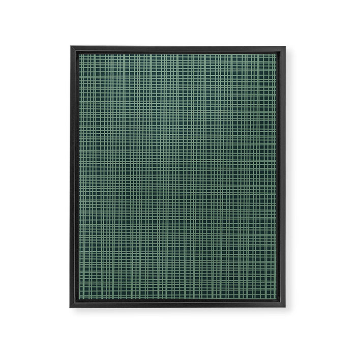 Mid Century Modern Fine Weave Minimalist Retro Woven Pattern in Forest Green Framed Canvas Print Gallery Image 1