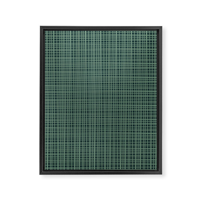 Mid Century Modern Fine Weave Minimalist Retro Woven Pattern in Forest Green Framed Canvas Print Gallery Image 8