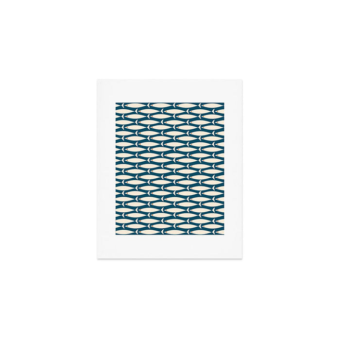 Mid Century Modern Fish Minimalist Geo Pattern Teal Orange Cream Art Print Gallery Image 1